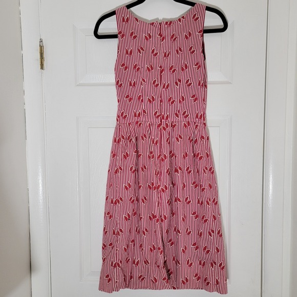Barneys New York Made In Italy Sleeveless Midi Dress Cotton Lined Red Size 40 4‎ - Picture 2 of 13
